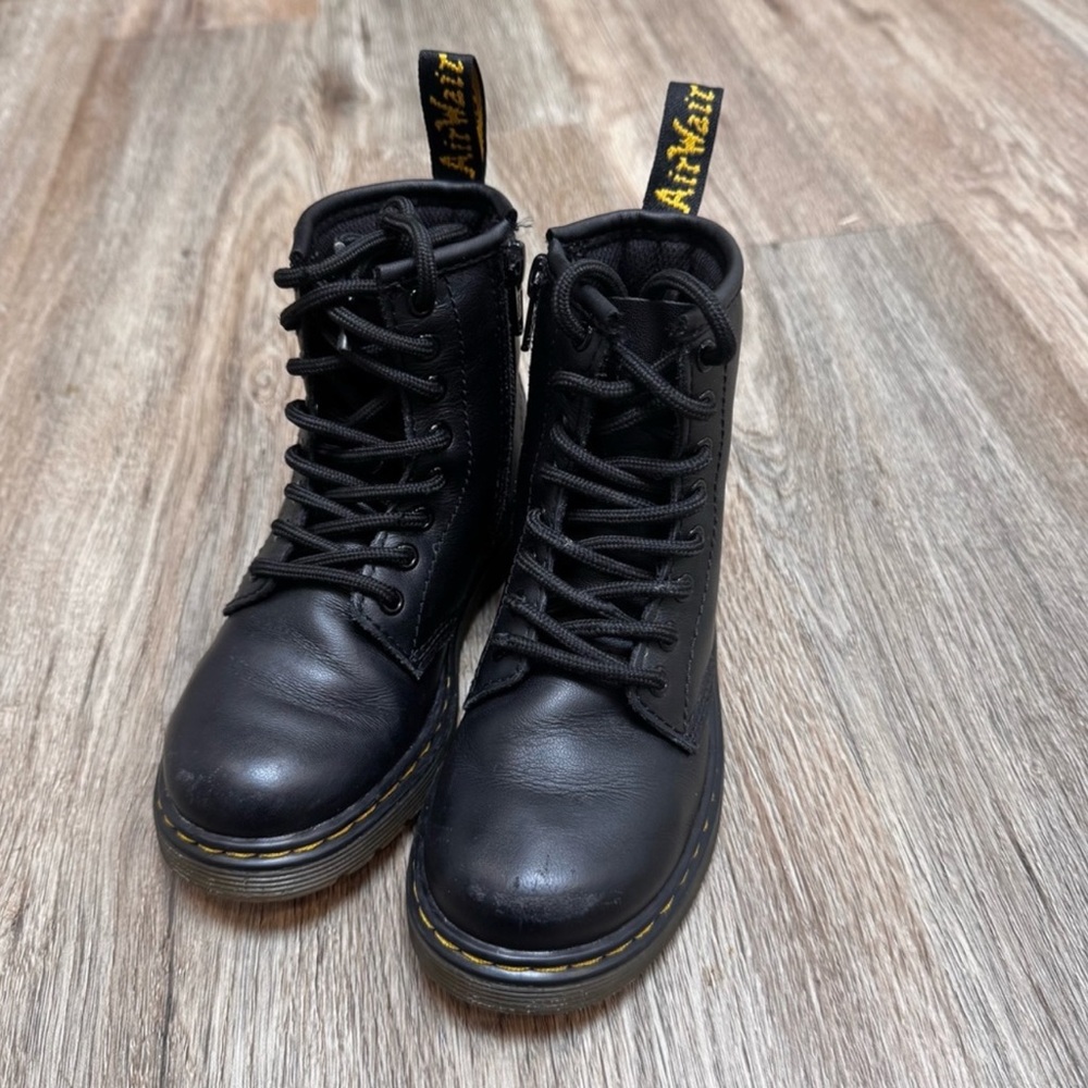 Dr. Martens Black Leather Combat Boots – Lace Up w/ Zipper
